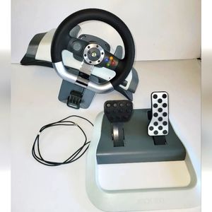 Xbox 360 Wireless Racing Steering Wheel w/ Force Feedback, Table Mount, & Pedals